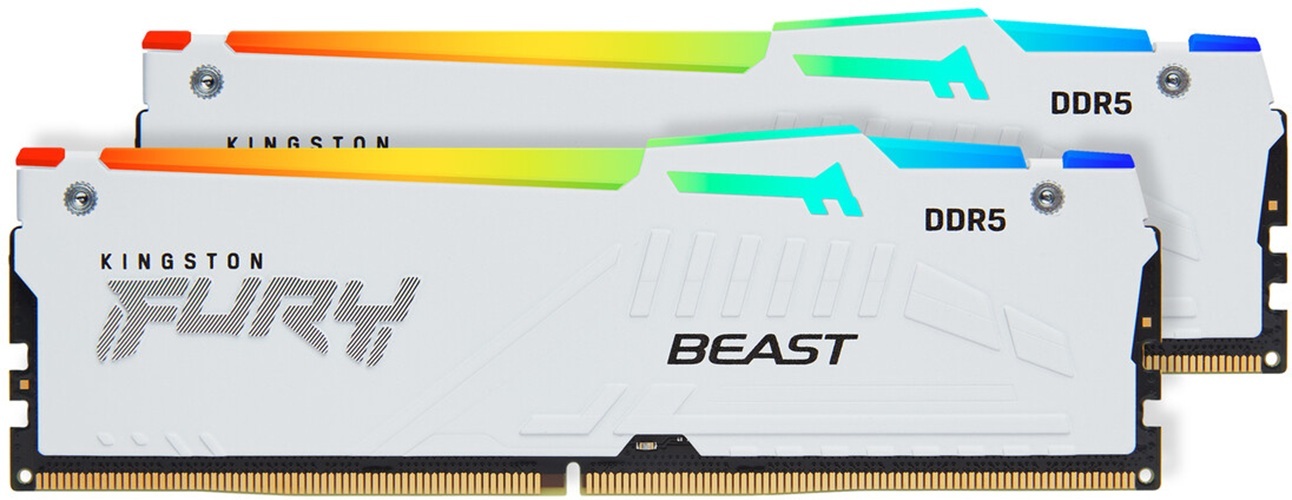 Память для ПК Kingston Fury Beast White RGB DDR5 6400 32GB (2x16GB) (KF564C32BWEAK2-32) фото2