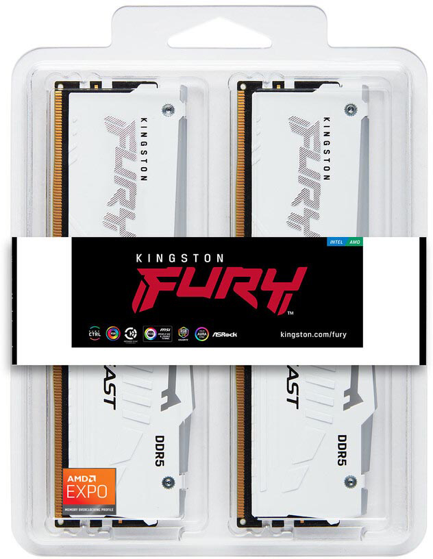 Память для ПК Kingston Fury Beast White RGB DDR5 6400 32GB (2x16GB) (KF564C32BWEAK2-32) фото5