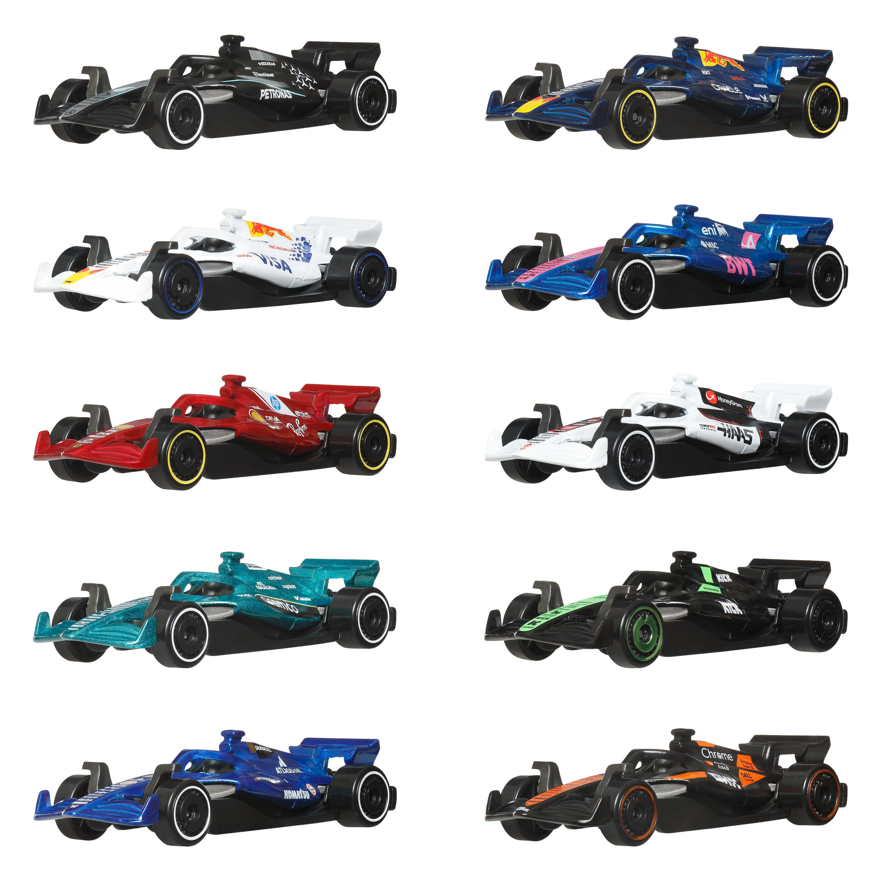 Набор из 10 базовых машинок Формула 1 Hot Wheels (JMM24) фото2