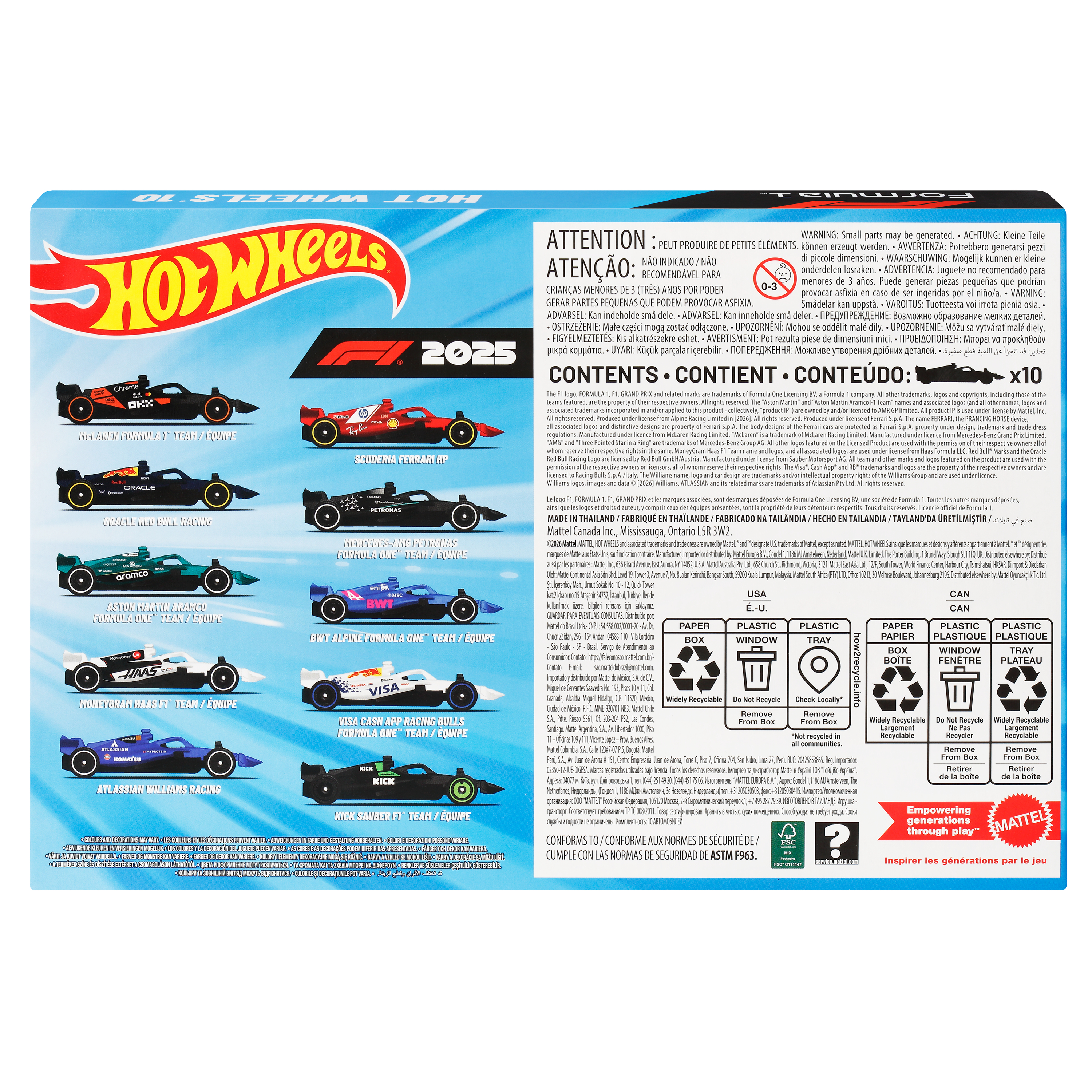 Набор из 10 базовых машинок Формула 1 Hot Wheels (JMM24) фото6