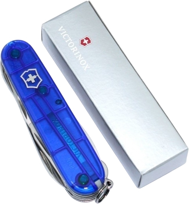 Нож Victorinox Huntsman 91мм, 15функ, синий прозрачный (Vx13713.T2) фото4