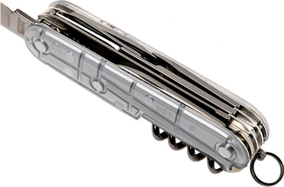 Нож Victorinox Huntsman 91мм, 15функ, серебр.прозрачный (Vx13713.T7) фото4