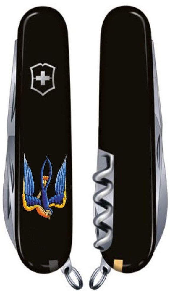 Нож Victorinox Spartan Ukraine 91мм, 12функ, черный, Ласточка (Vx13603.3_T1230u) фото2
