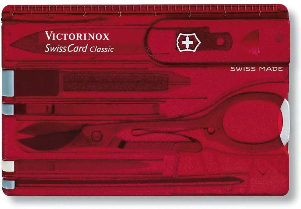 Ніж Victorinox Swisscard 82х54х4мм,10функ,черв.прозор (Vx07100.T) фото2