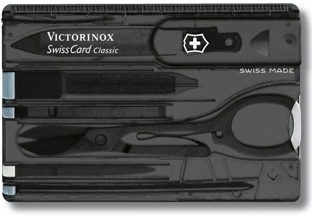 Ніж Victorinox Swisscard 82х54х4мм,10функ,чорн.прозор (Vx07133.T3) фото2