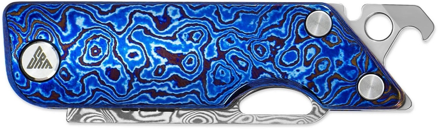 Ніж складаний кишеньковий SRM (4.1 см) Damascus / Titanium блакитний (6435-TL) фото2