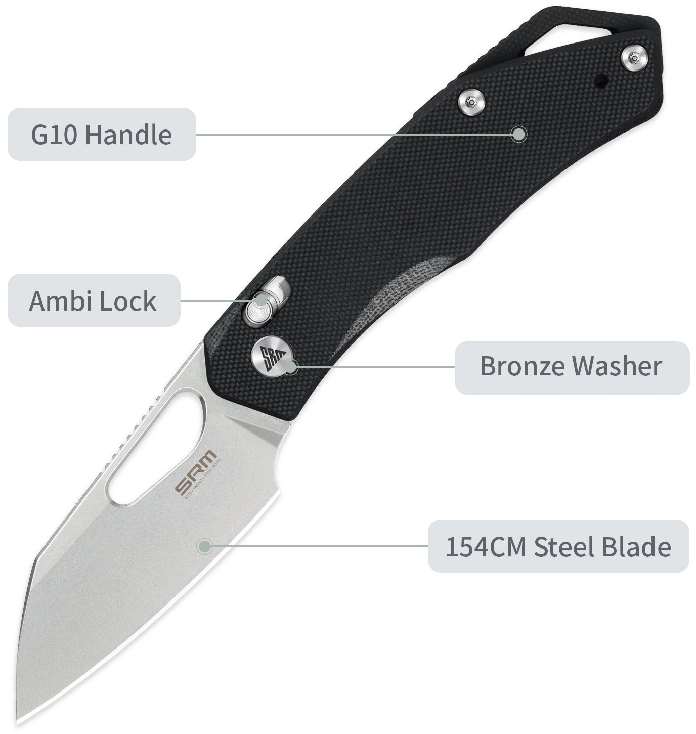 Нож складной карманный SRM Cub (7.3 см) 154CM/G10 черный (261M-GB) фото