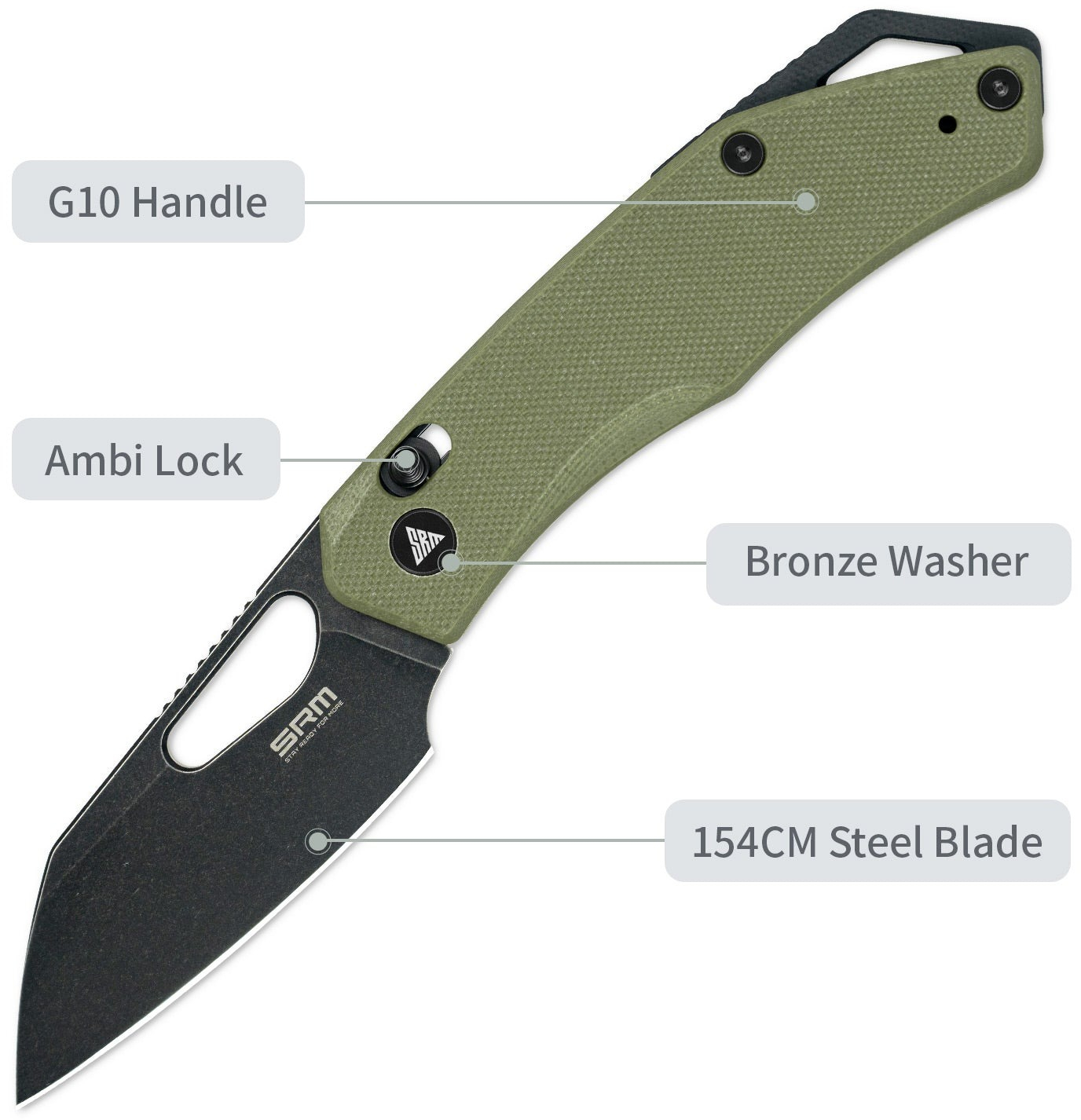 Ніж складаний кишеньковий SRM Cub (7.3 см) 154CM / G10 сірий (261M-GP) фото