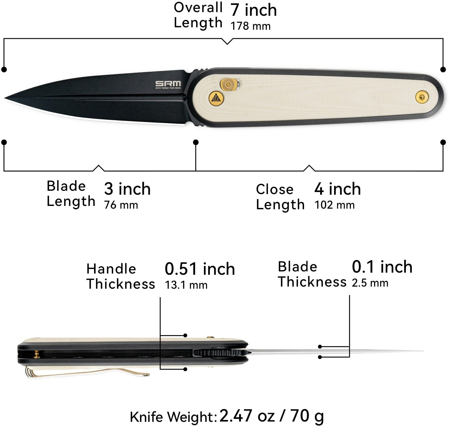 Ніж складаний кишеньковий SRM Twin (7.6 см) N690 / G10 білий (251MB-GT2) фото6