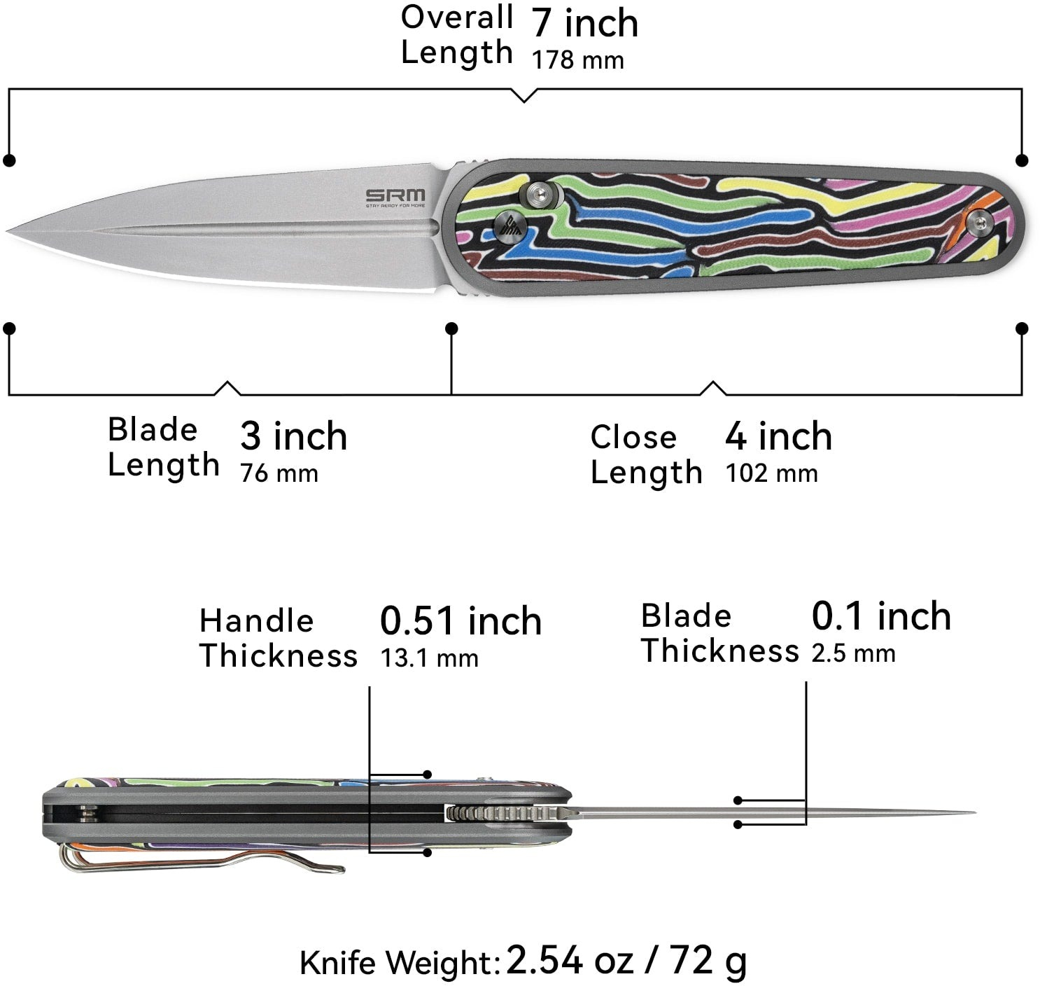 Ніж складаний кишеньковий SRM Twin (7.6 см) N690 / G10 різнобарвний (251MB-GX) фото6
