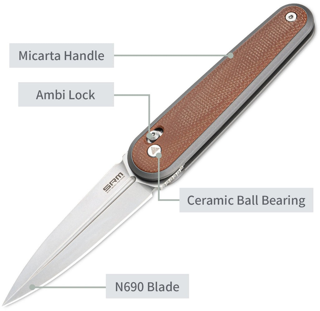 Нож складной карманный SRM Twin (7.6 см) N690 / Micarta коричневый (251MB-MN) фото