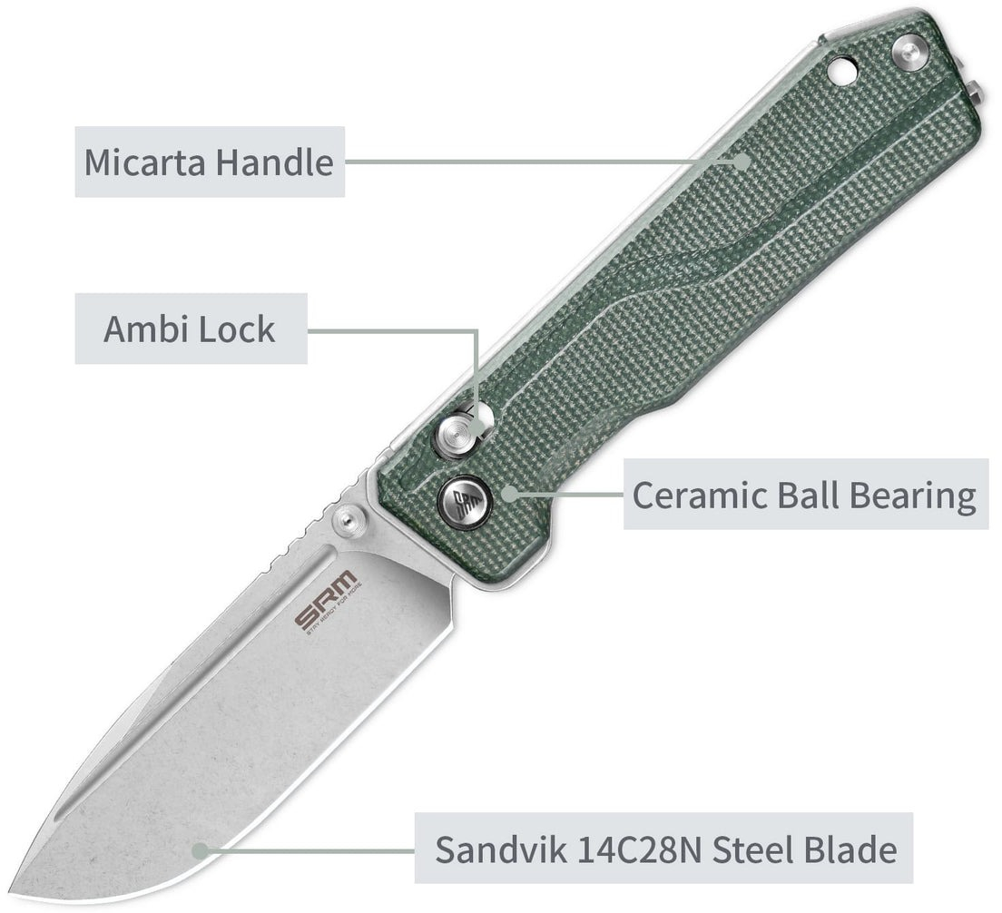Ніж складаний туристичний SRM Rubik (8.7 см) 14C28N / Micarta зелений (7228B-MG) фото4