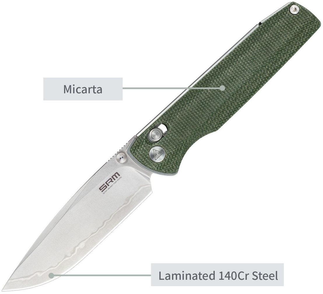 Ніж складаний туристичний SRM Terrier (9.3 см) 140Cr / Micarta зелений (258L-MG2) фото3