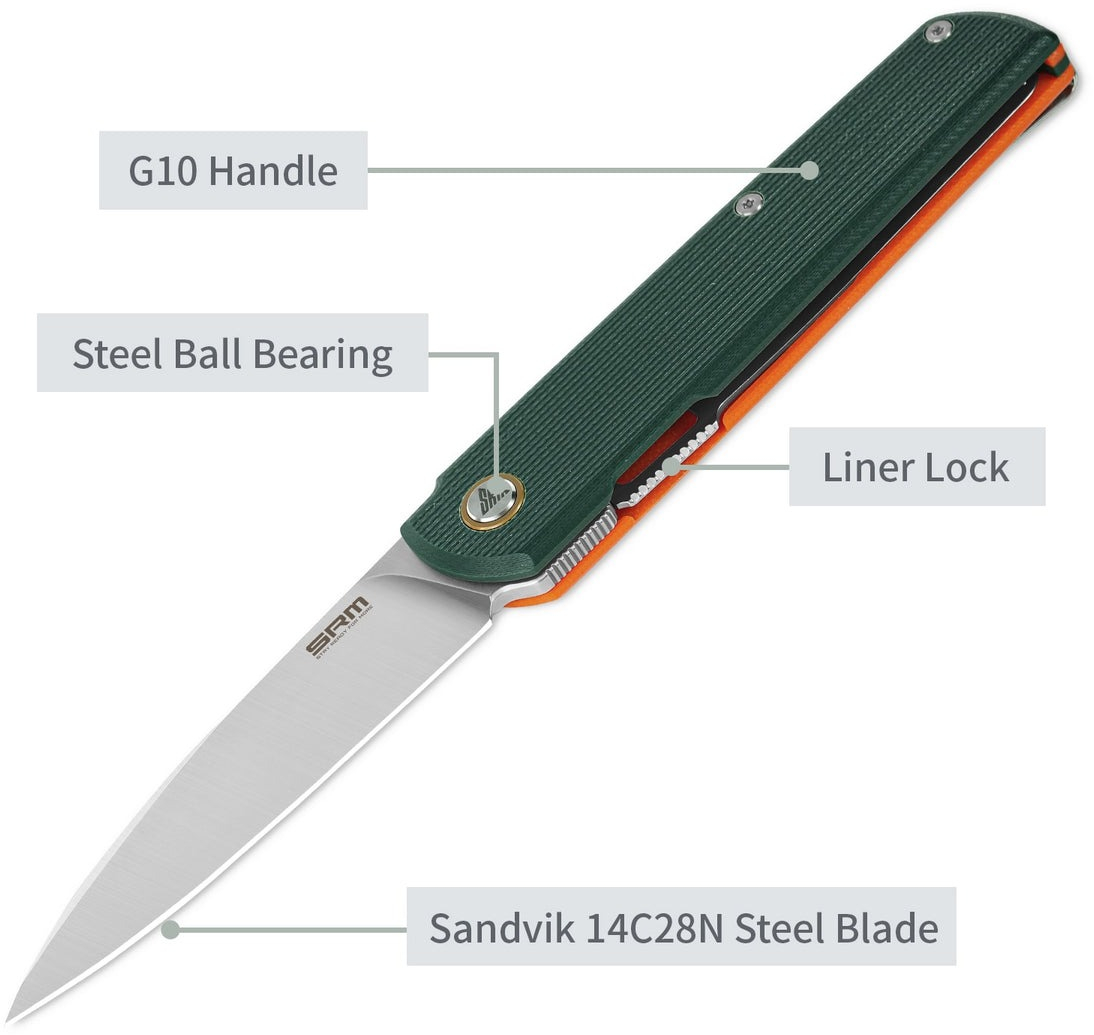 Ніж складаний туристичний SRM (8.2 см) 14C28N / G10 зелений (408L-GX) фото3