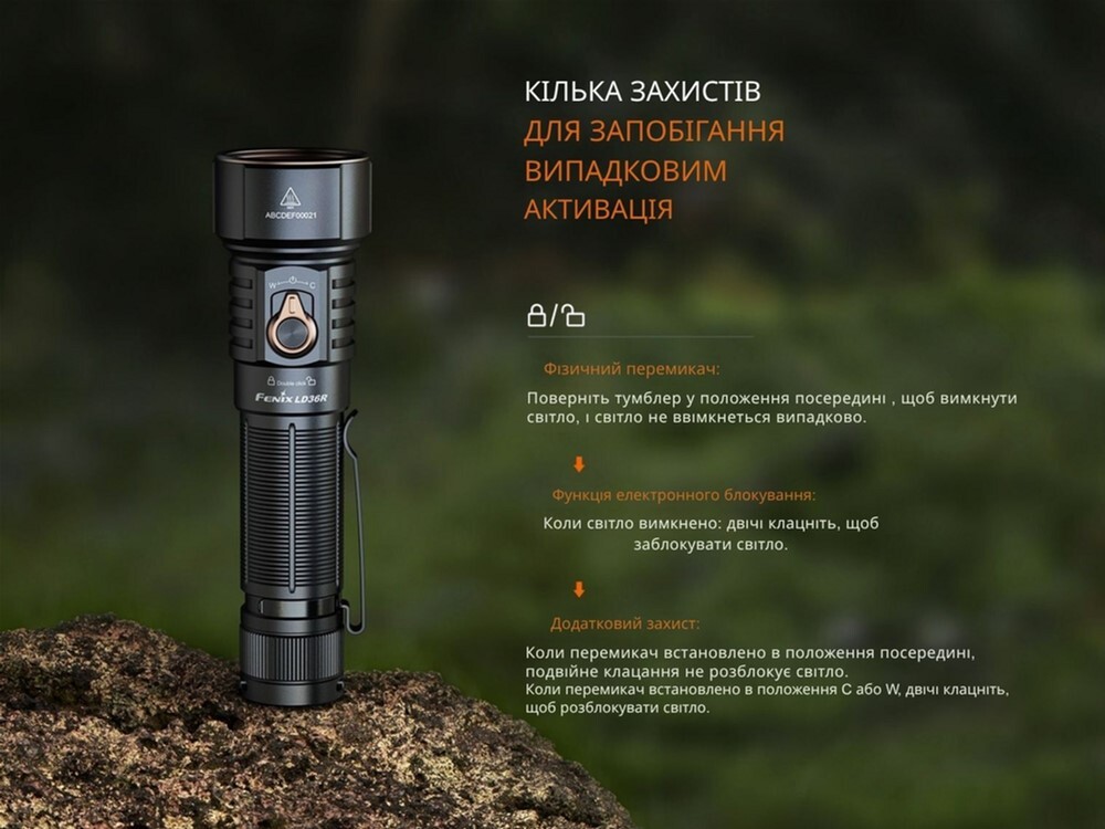 Ліхтар ручний Fenix чорний (LD36RB) фото