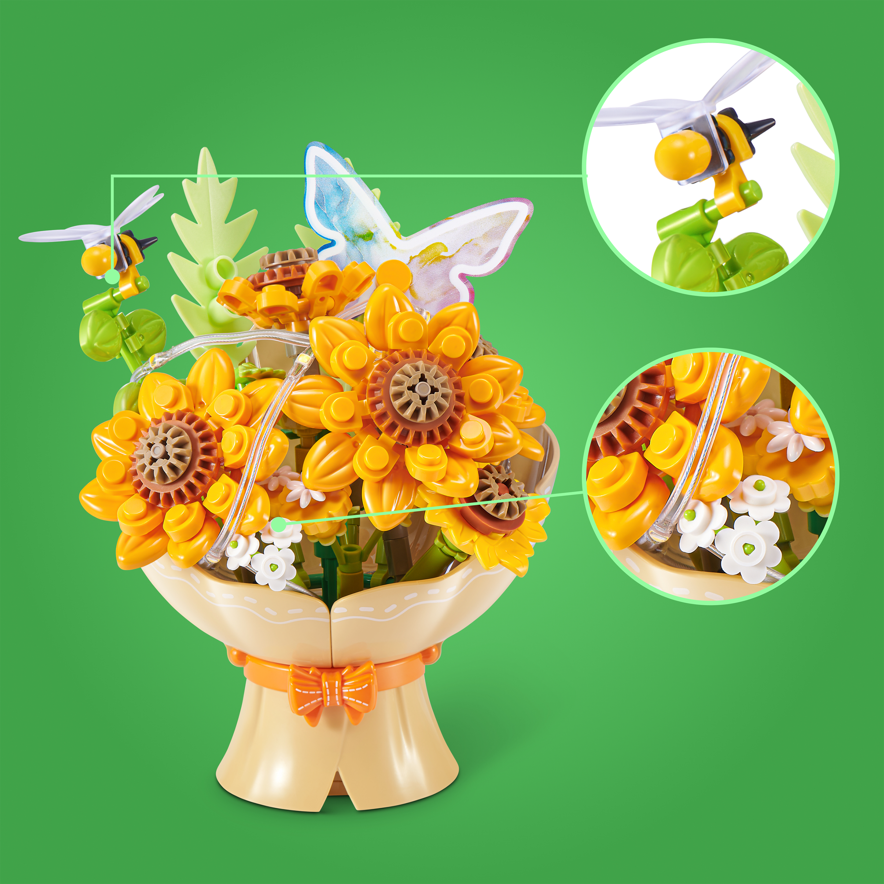Конструктор в капсуле Max серии Bouquets S1 – Букет подсолнечников (свет) (83248DGQ8) фото6