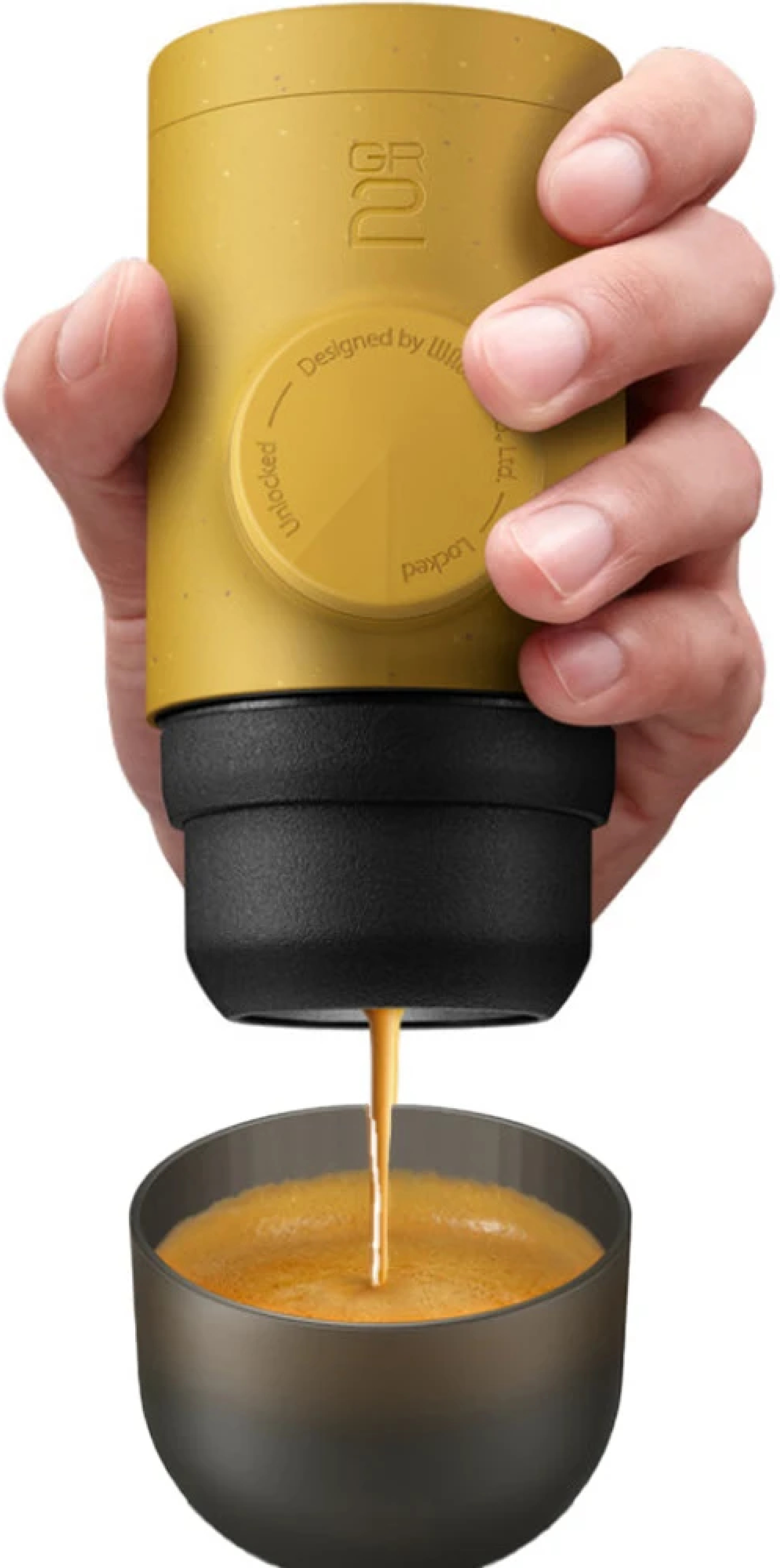 Портативна еспресо-кавоварка Wacaco Minipresso GR2, механічна, для меленої кави, жовтий (WMINIGR2Y) фото