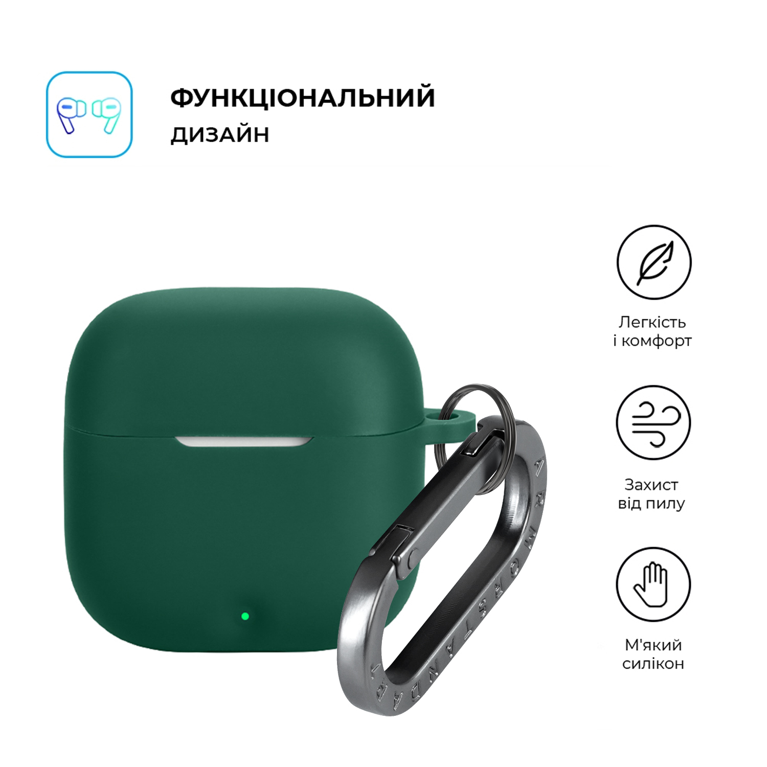 Чехол ArmorStandart Hang Case для OPPO Enco Buds3 Green (ARM88032) фото2
