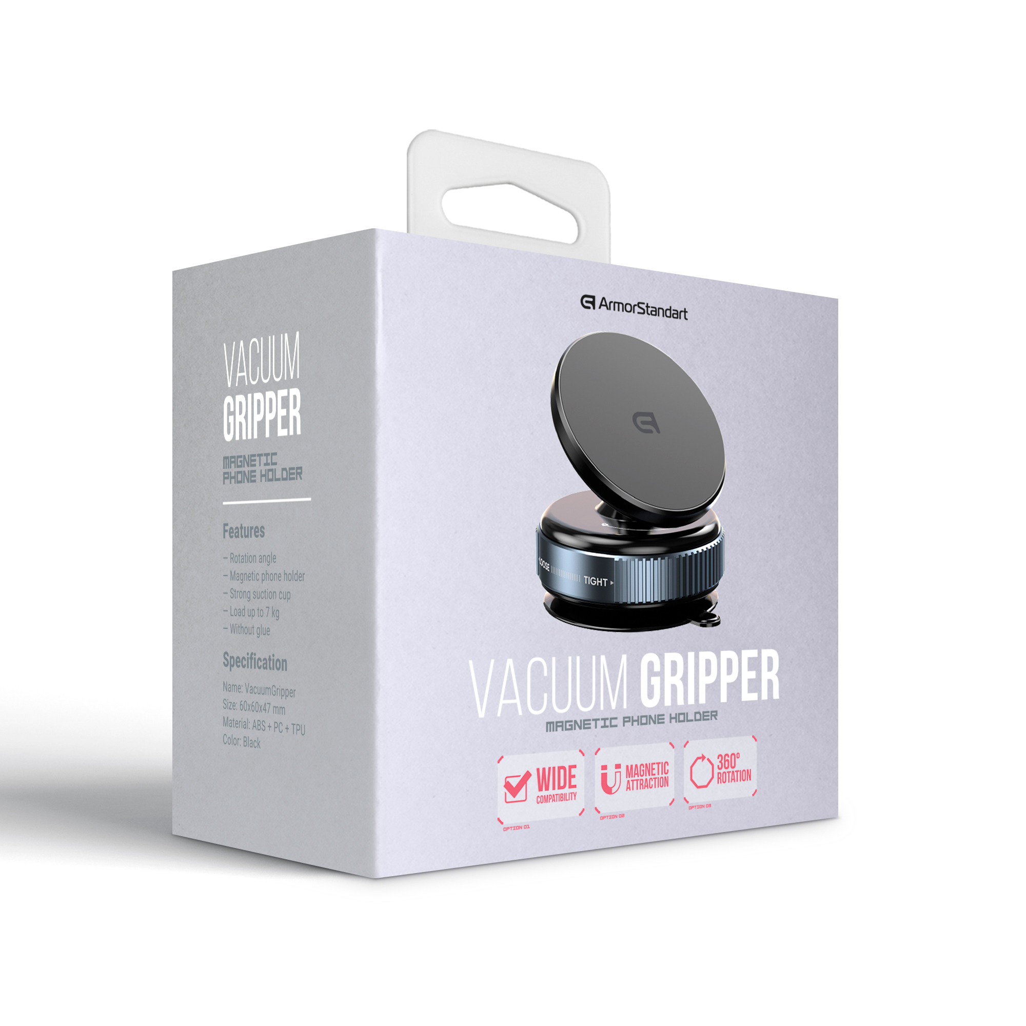 Автотримач для телефона магнітний ArmorStandart VacuumGripper black (ARM82880) фото3