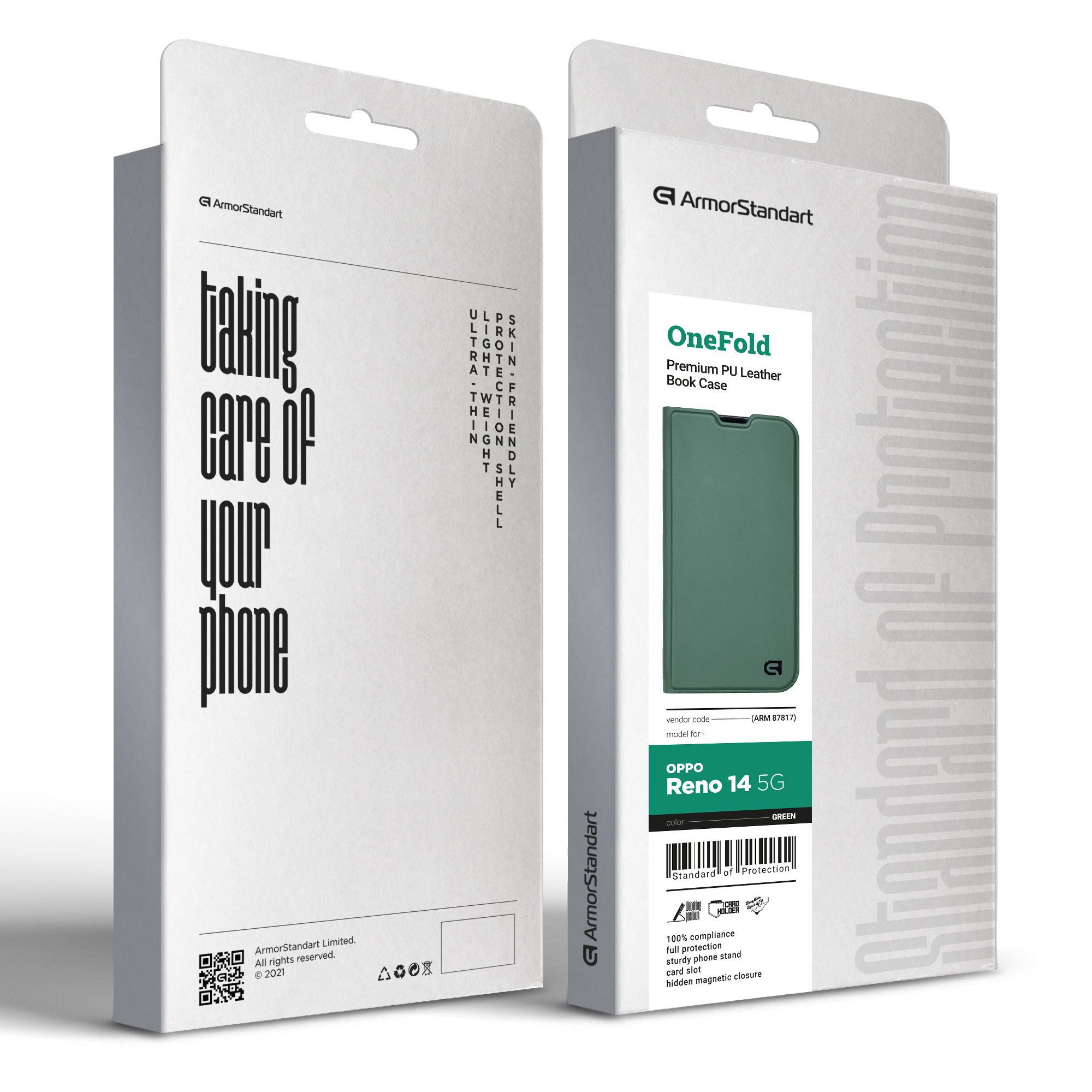 Чехол-книжка ArmorStandart OneFold Case для OPPO Reno14 5G Green (ARM87817) фото