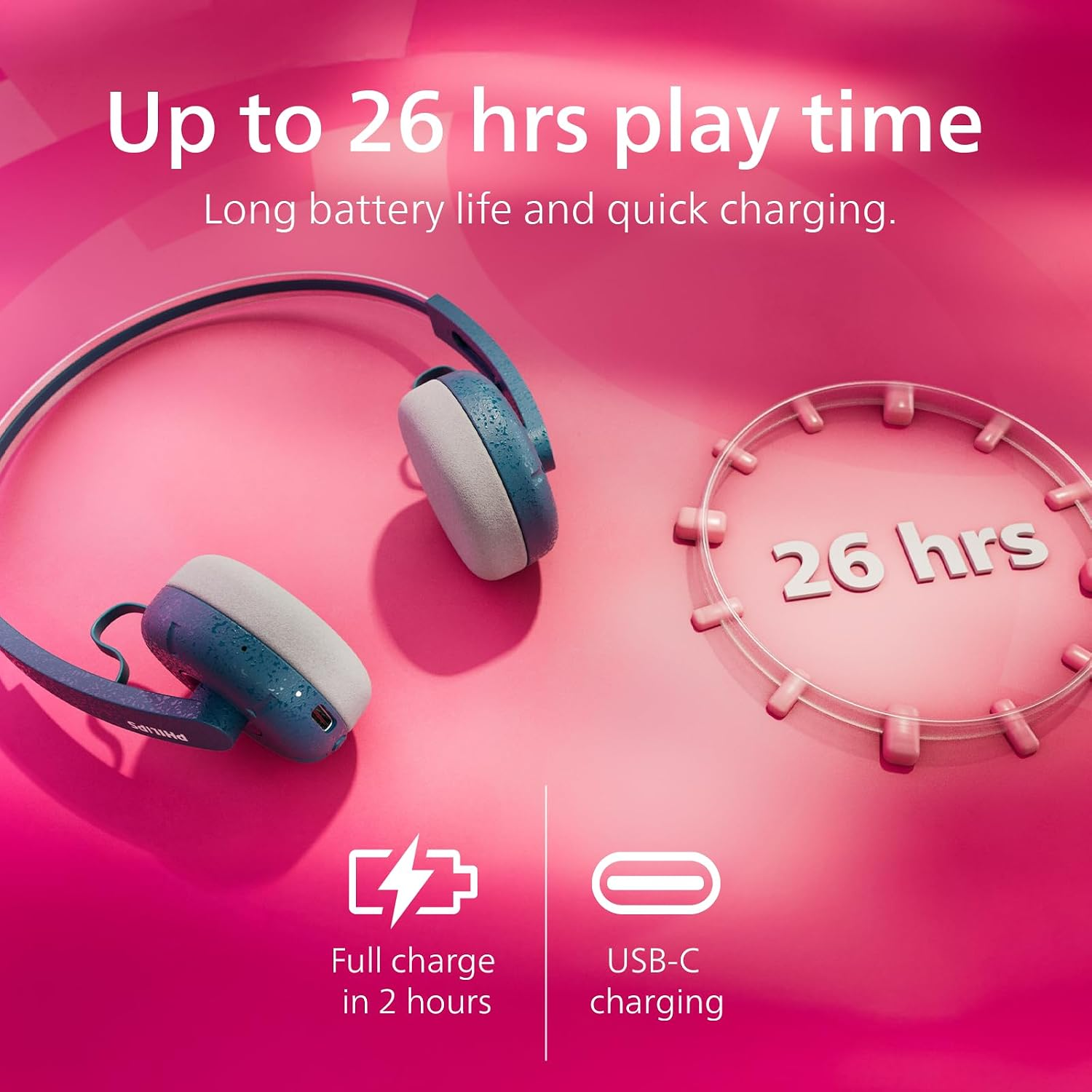 Навушники On-ear Philips TAH2000 BT 5.4, Wireless, Mic Синій (TAH2000TL/00) фото4