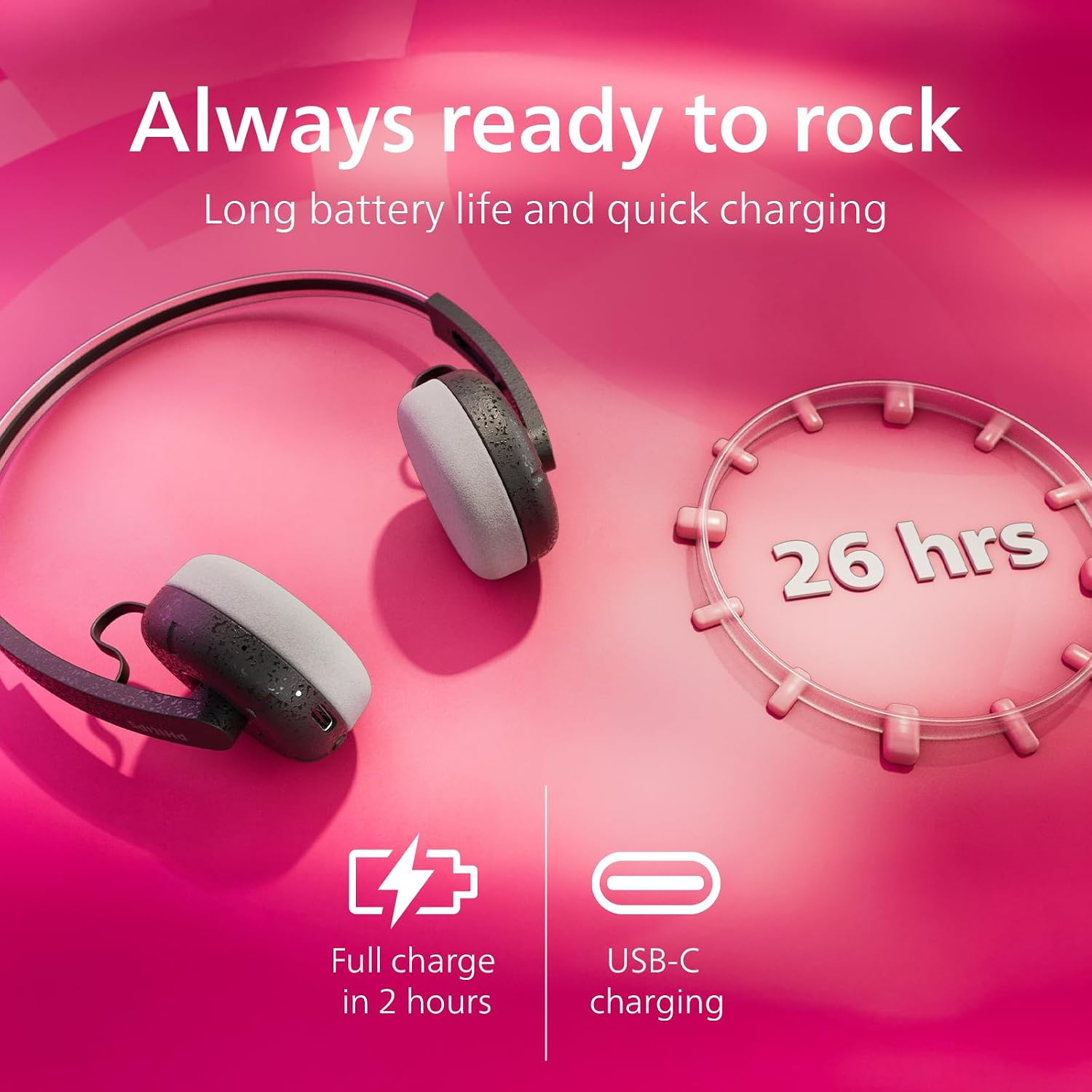 Наушники On-ear Philips TAH2000 BT 5.4, Wireless, Mic Черный (TAH2000BK/00) фото4