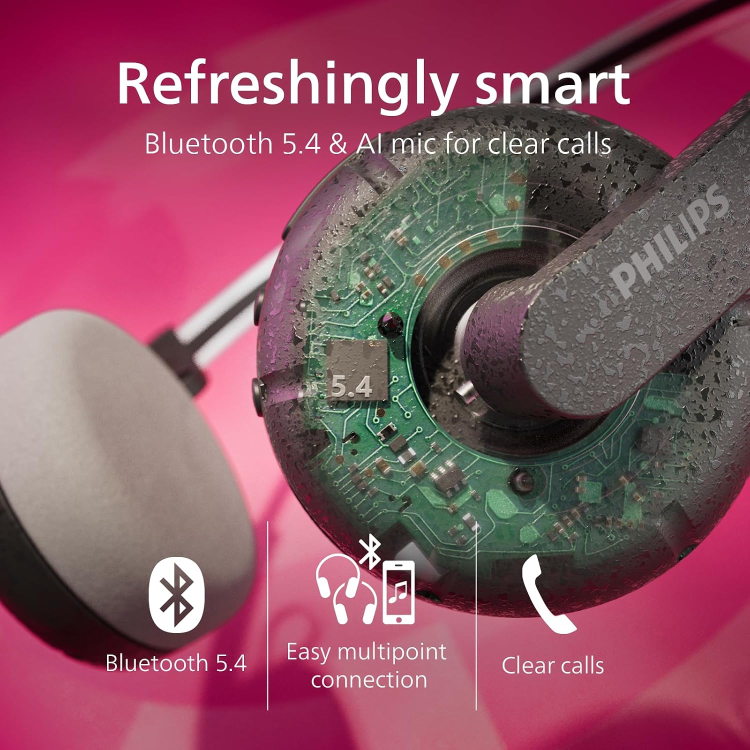 Наушники On-ear Philips TAH2000 BT 5.4, Wireless, Mic Черный (TAH2000BK/00) фото5
