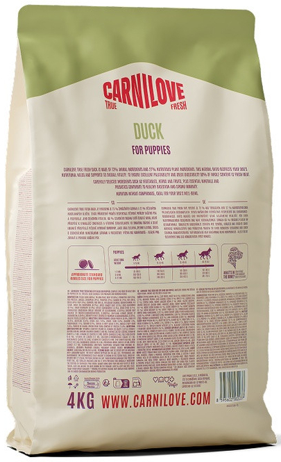 Корм сухой для щенков Carnilove True Fresh Puppy утка 4 кг (8595602582037) фото2
