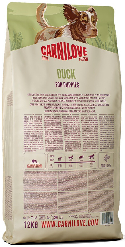 Корм сухой для щенков Carnilove True Fresh Puppy утка 12 кг (8595602582044) фото