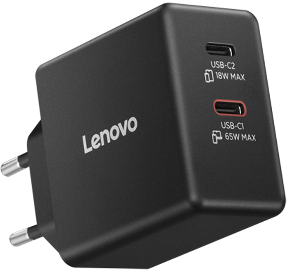 Блок живлення Lenovo Dual USB-C 65W GaN Charger (40AW065BEU) фото