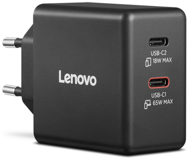 Блок живлення Lenovo Dual USB-C 65W GaN Charger (40AW065BEU) фото