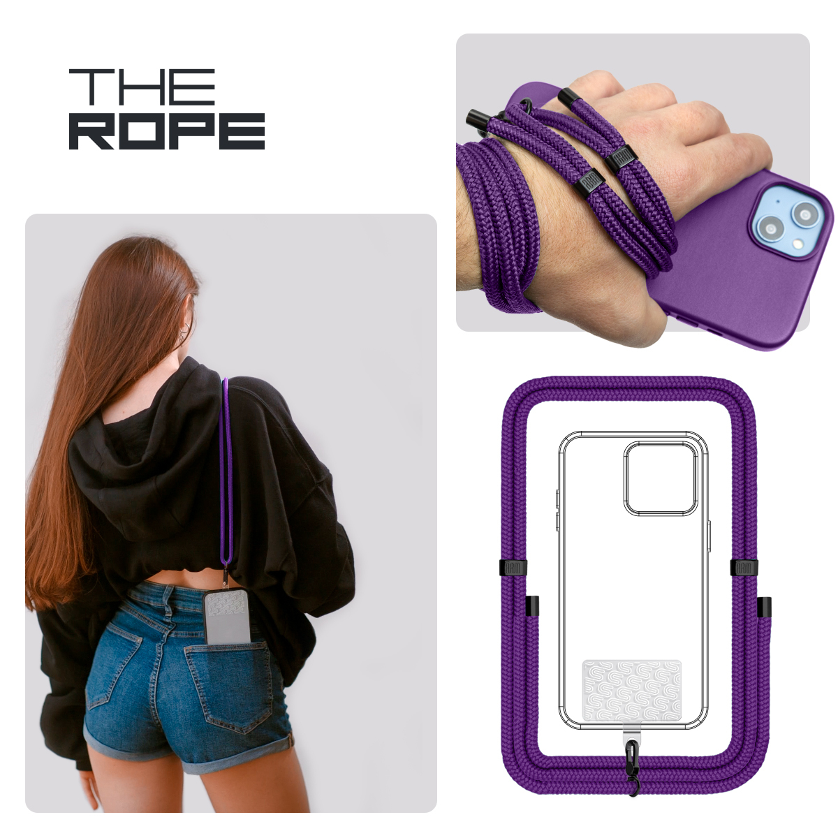 Ремешок для смартфону ArmorStandart Rope Black Amethyst with Clear holder (ARM91364) фото