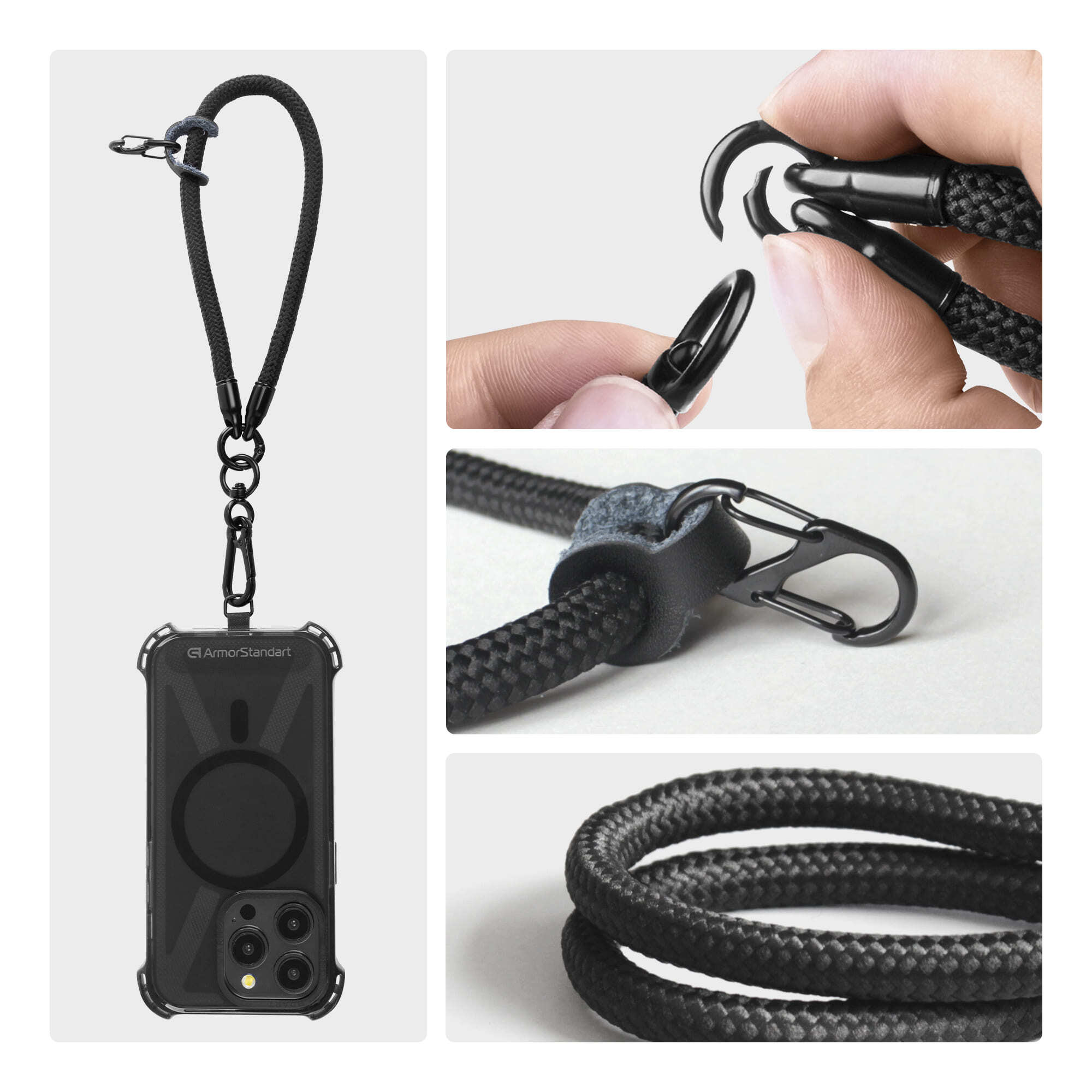 Ремінець для смартфону ArmorStandart S-Rope Black Onyx with Dark holder (ARM76103) фото