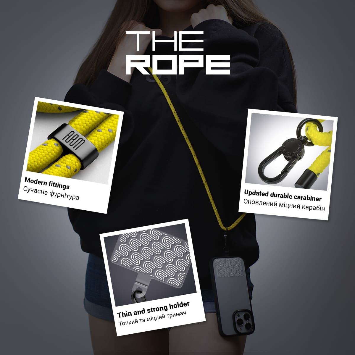 Ремінець для смартфону ArmorStandart Rope Black Sunflower with Clear holder (ARM67201) фото4
