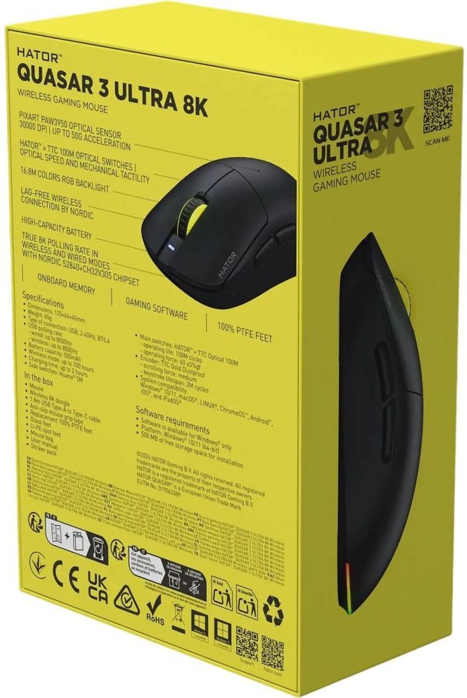 Ігрова миша Hator Quasar 3 Ultra 8K Wireless Black Edition (HTM772) фото9