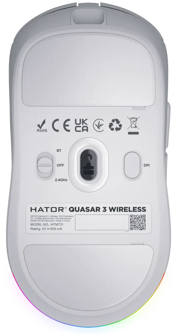 Игровая мышь Hator Quasar 3 Wireless White (HTM731) фото5