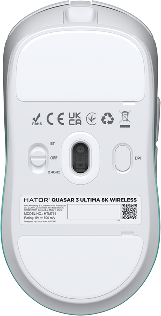 Игровая мышь Hator Quasar 3 Ultima 8K Wireless White/Mint (HTM761) фото6