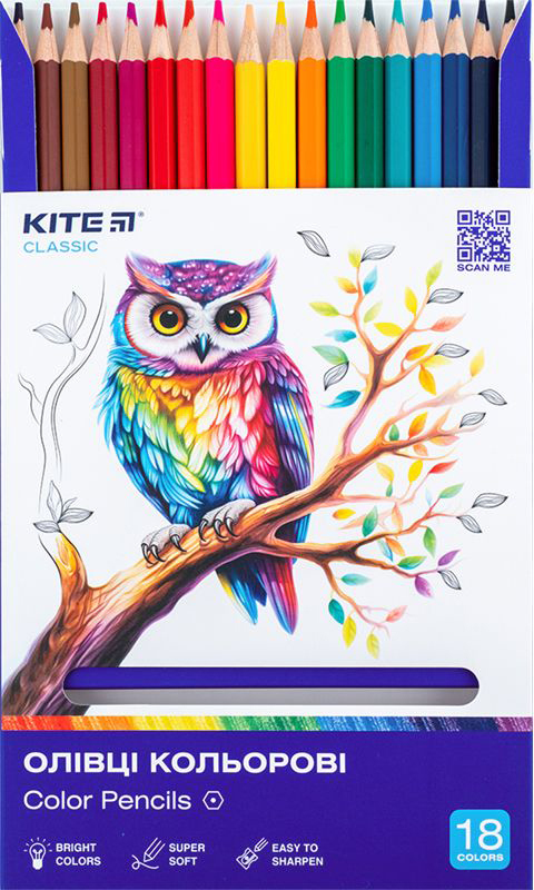 Карандаши цветные, 18 шт. Kite Classic (K-052) фото3