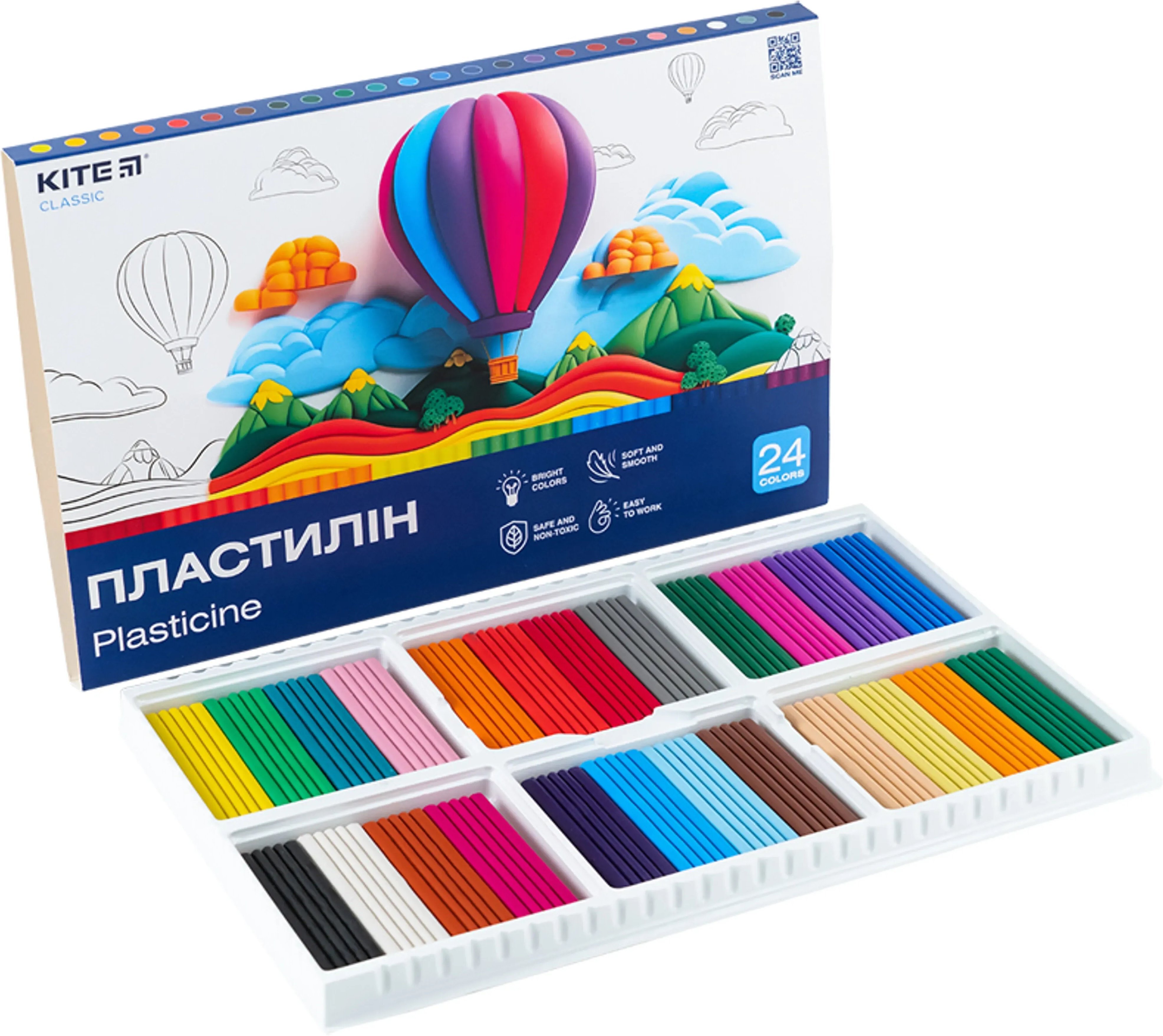 Пластилін, 24 кольори, 480 г. Kite Classic (K-089) фото4