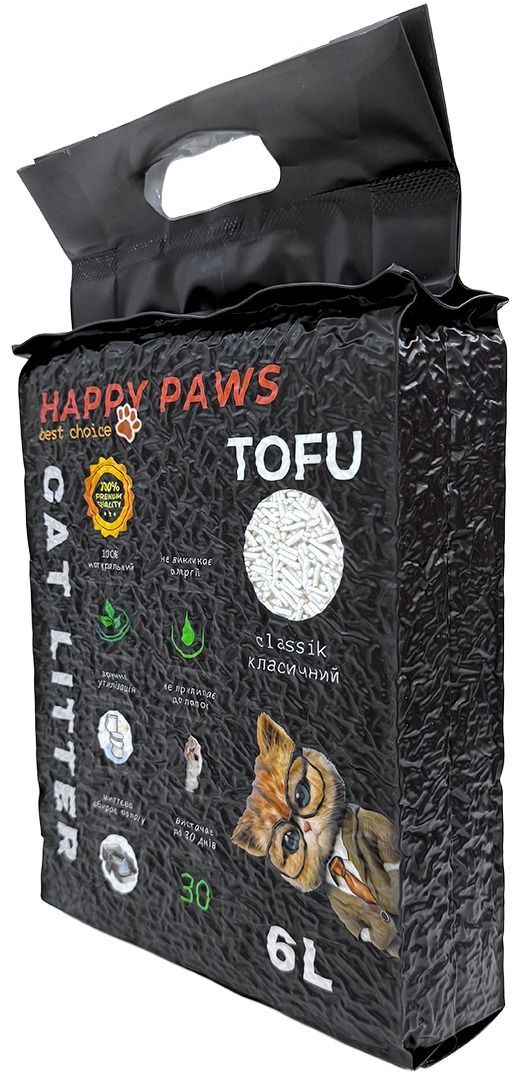 Наполнитель для кошачьих туалетов Happy Paws Classic тофу 6 л/2,6 кг фото2