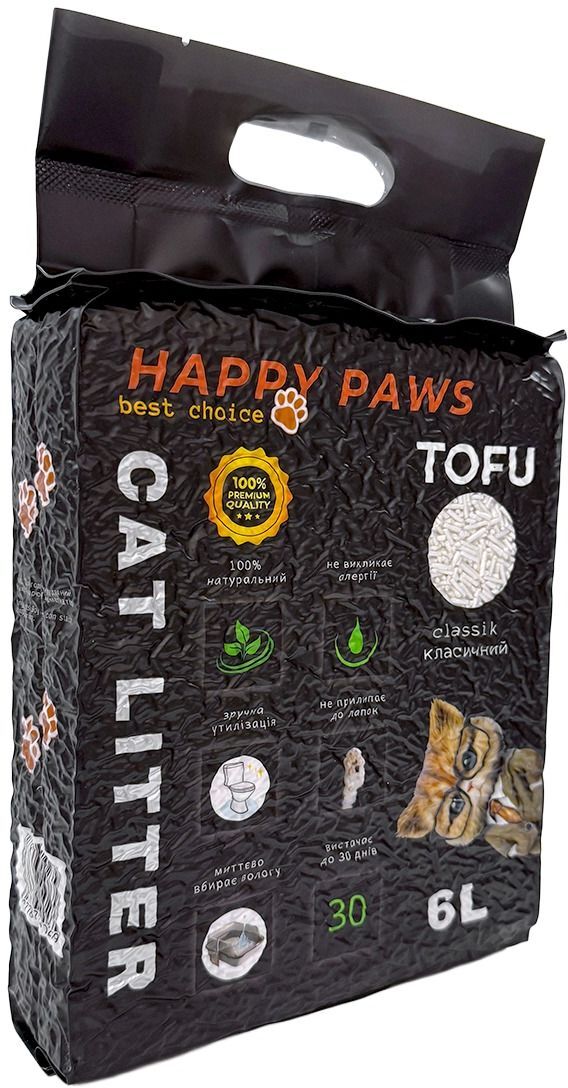 Наполнитель для кошачьих туалетов Happy Paws Classic тофу 6 л/2,6 кг фото3