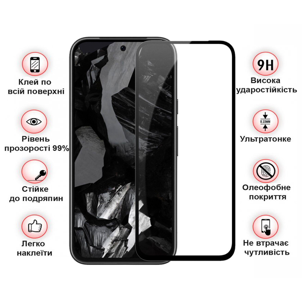 Защитное стекло BeCover для Google Pixel 8a Black (711663) фото3