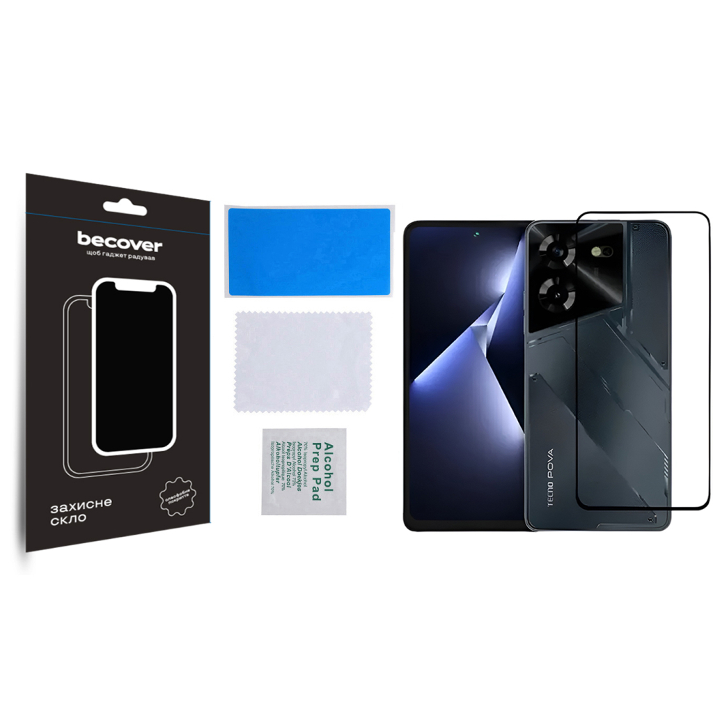 Защитное стекло BeCover для Tecno POVA 5 (LH7n) Black (710031) фото4