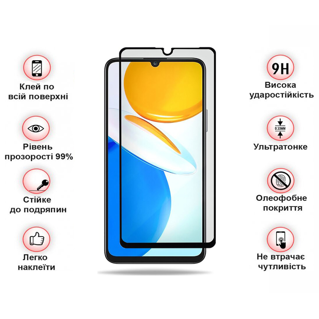Защитное стекло BeCover для Honor X7/X7A Black (710104) фото3