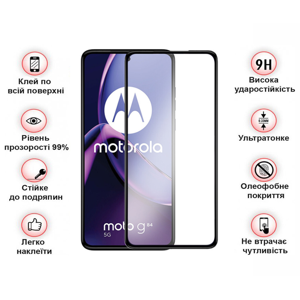 Захисне скло BeCover для Motorola Moto G84 Black (710108) фото3