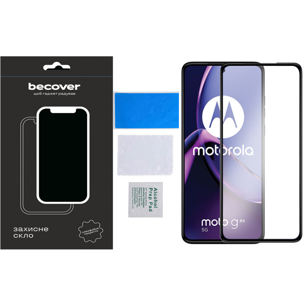 Захисне скло BeCover для Motorola Moto G84 Black (710108) фото4