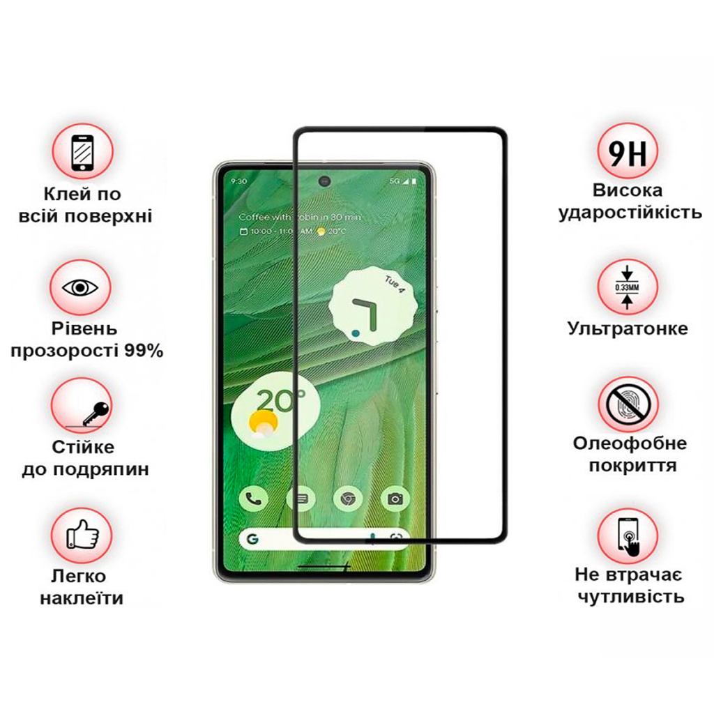 Защитное стекло BeCover для Google Pixel 7 Black (708571) фото4