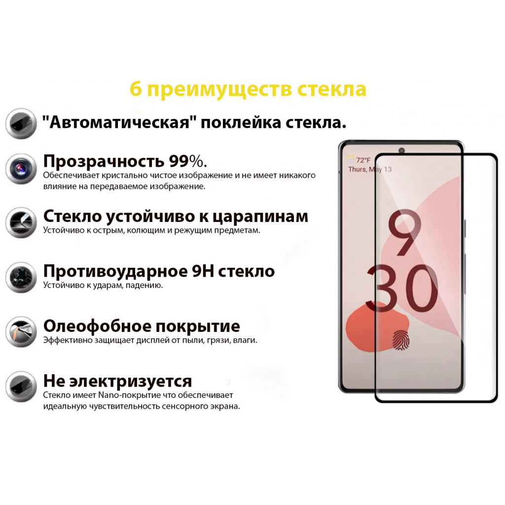 Защитное стекло BeCover для Google Pixel 6 Black (707138) фото3