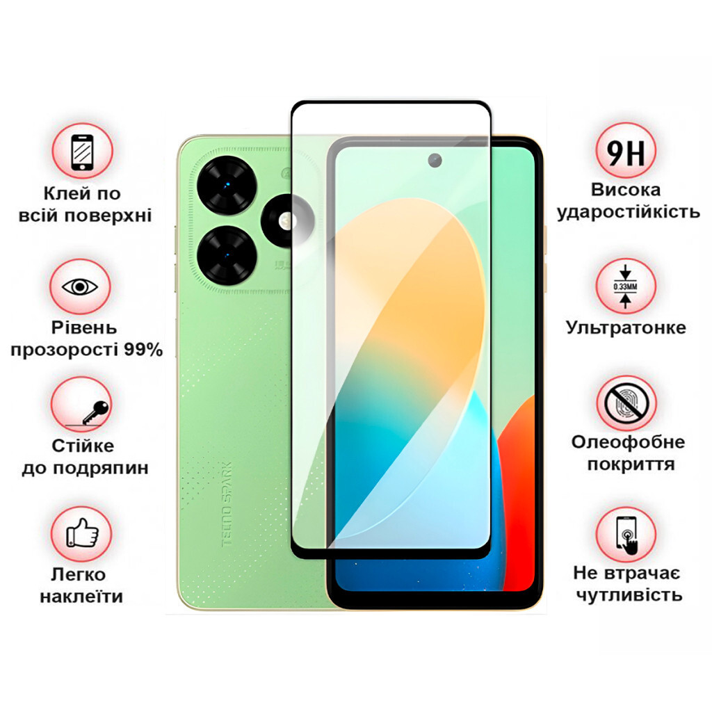 Защитное стекло BeCover для Tecno Spark Go 2024 (BG6) Black (710484) фото3