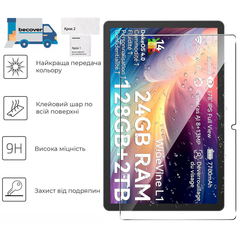 Защитное стекло BeCover для Oscal Pad 90 10.92" (713695) фото2